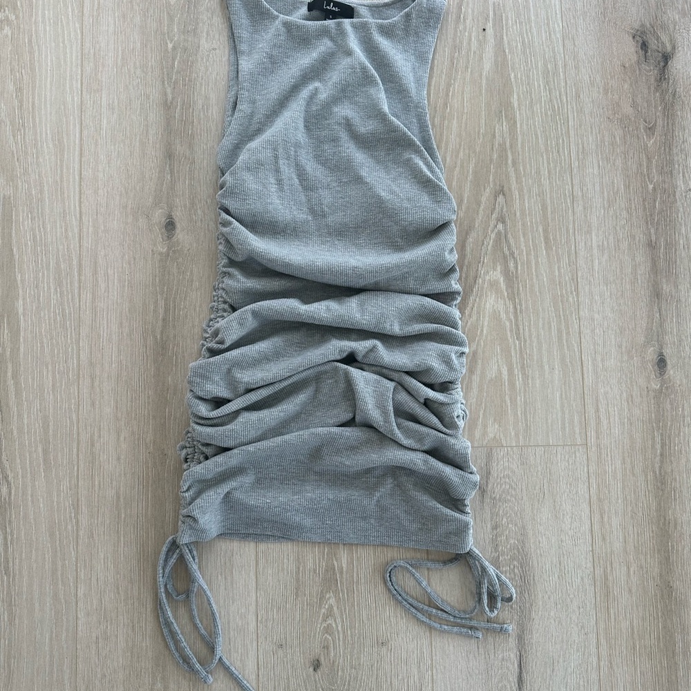 Lulu's Elegant Gray Ruched Dress